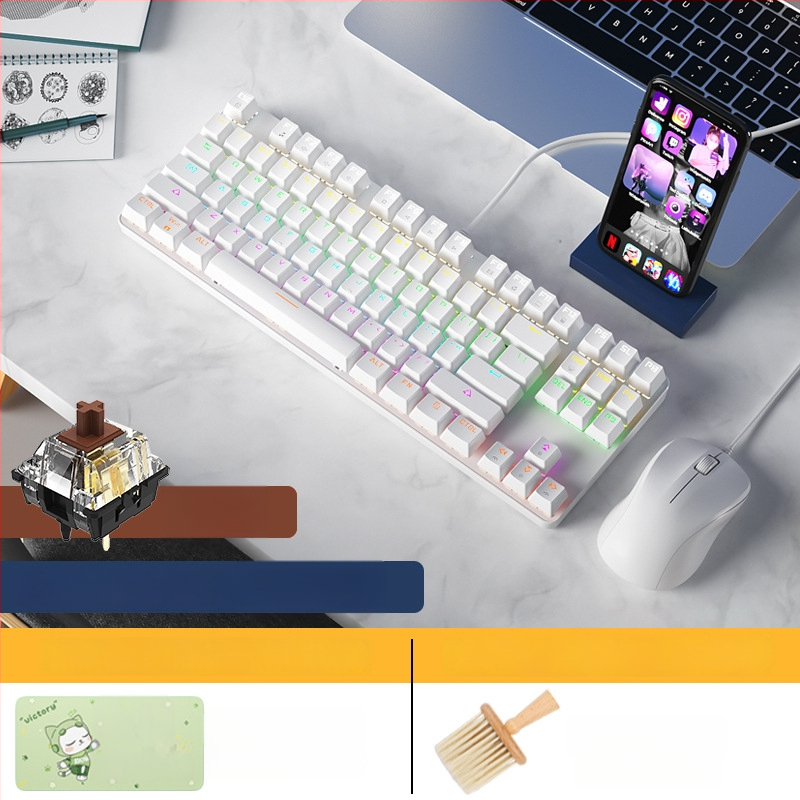 BOW Hot-Swap Механична клавиатура с Tea Switch, 87 клавиша, USB връзка за настолен компютър и лаптоп