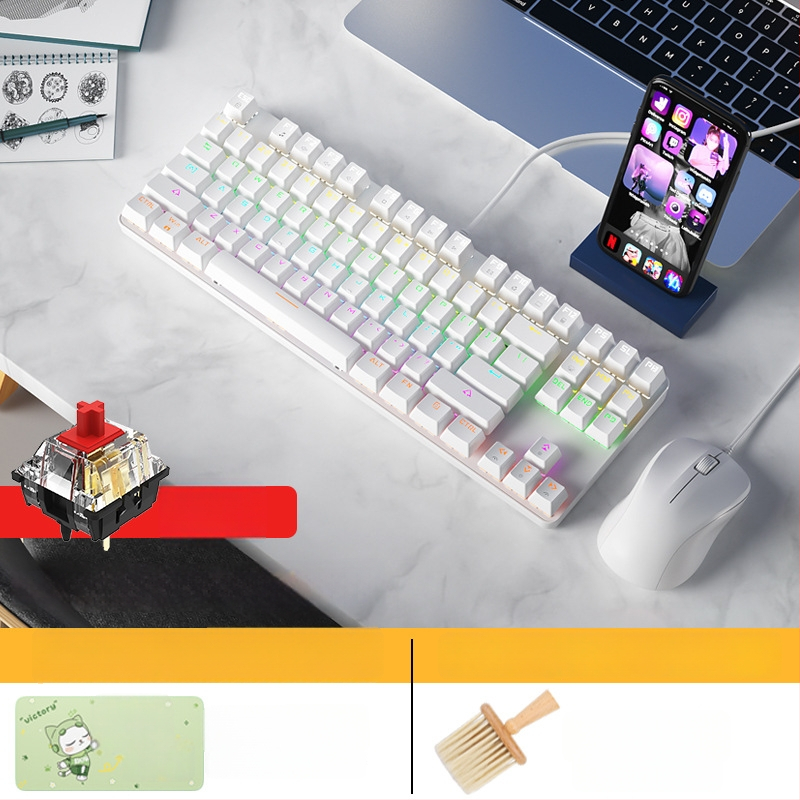 BOW Hot-Swap Механична клавиатура с Tea Switch, 87 клавиша, USB връзка за настолен компютър и лаптоп