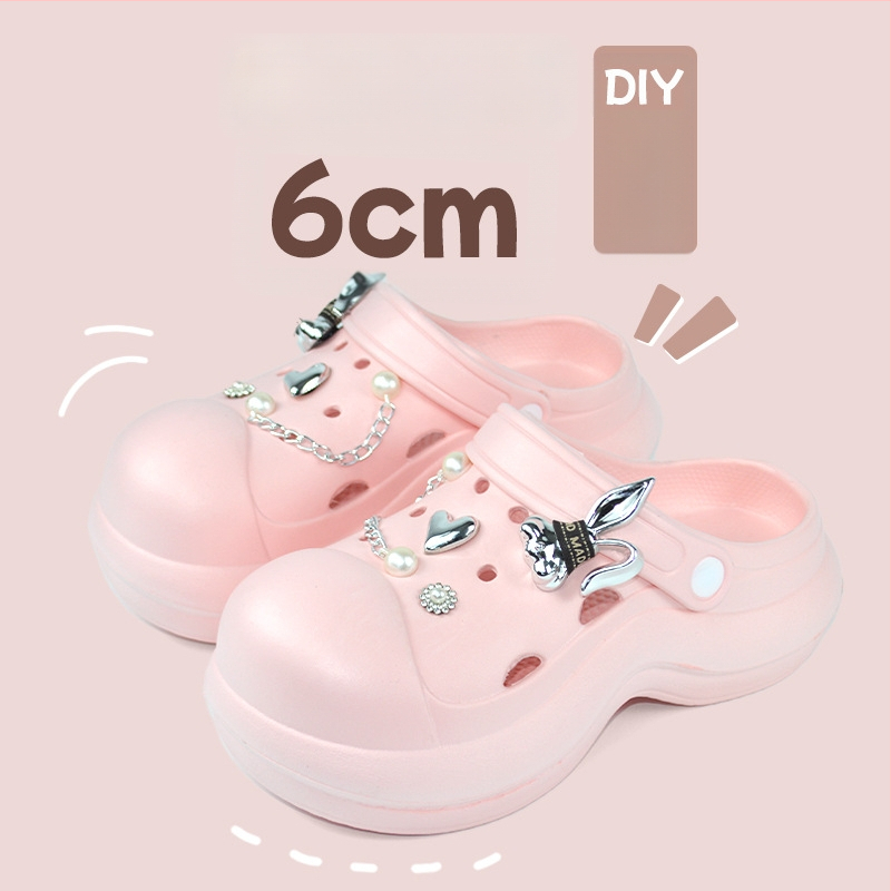 Qi Dashun Crocs stiliaus EVA putų sandalai moterims, kvėpuojantys aukštakulniai sandalai, paplūdimiui ir sodams, padas 3,5 cm+