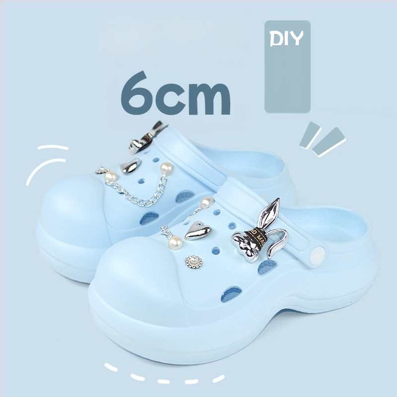 Qi Dashun Crocs stiliaus EVA putų sandalai moterims, kvėpuojantys aukštakulniai sandalai, paplūdimiui ir sodams, padas 3,5 cm+