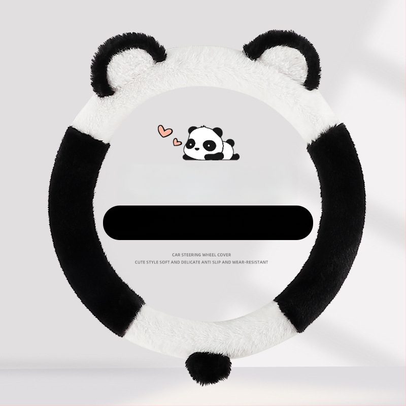 Automašīnas stūres pārsegs, radošs pūkains dizains, ziemas siltums, izšūts raksts, poliesteru virsma, universāla piestiprināšana