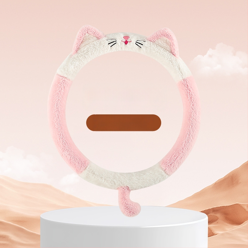 Automašīnas stūres pārsegs, radošs pūkains dizains, ziemas siltums, izšūts raksts, poliesteru virsma, universāla piestiprināšana