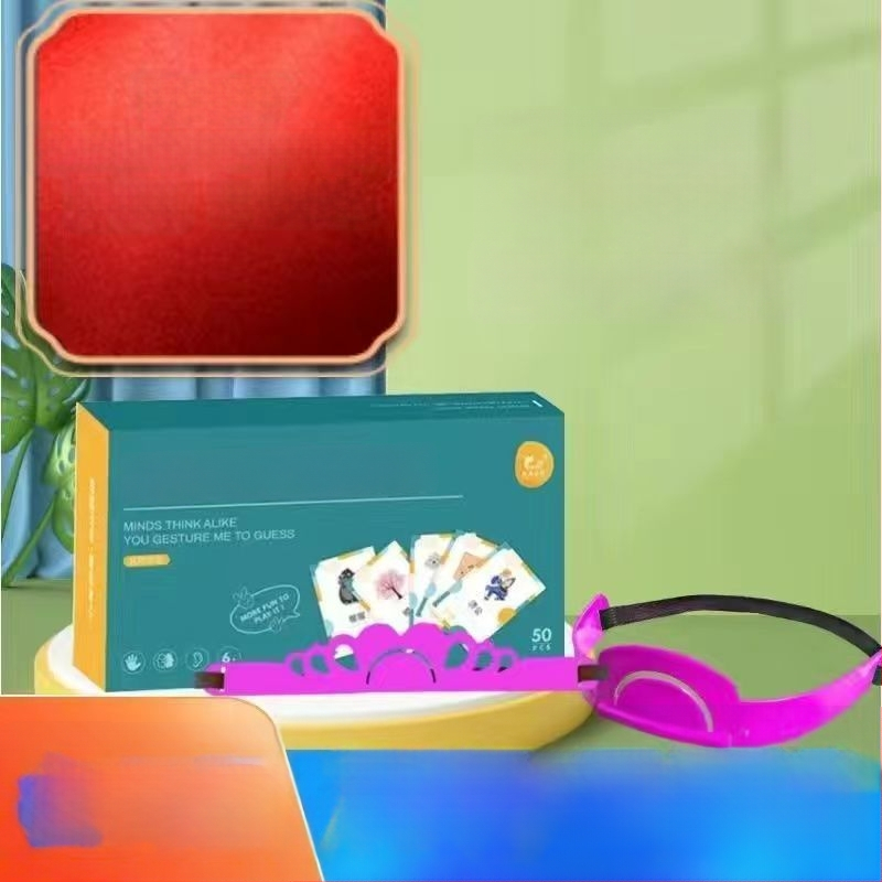 Настолна игра със карти за жестово познаване — семейно взаимодействие, 96 карти (съществителни/глаголи) и 2 ленти за глава, хартия, подходяща за възраст 7-14 години