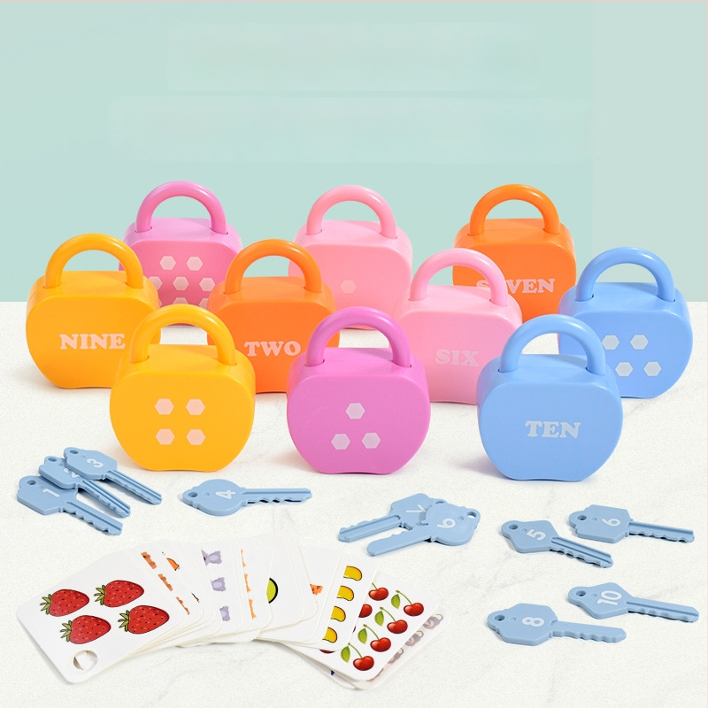 Kongming užraktas – Ankstyvojo ugdymo lavinimo žaislas skaičiais ir raidėmis, plastikas, 13×3,5×21 cm, OEM logotipas, 0–3 metų