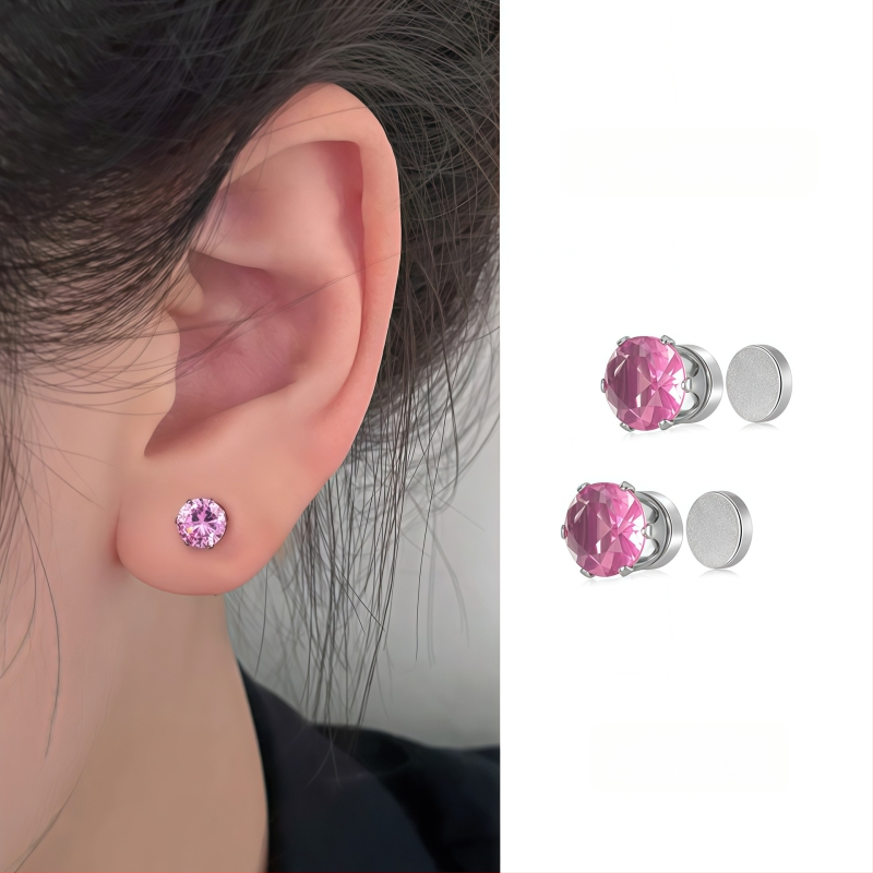 Ximang Bijuterii Cercei clip magnetic pentru urechi – oțel de titan, design geometric, finisaj lucios, stil feminin de înaltă clasă