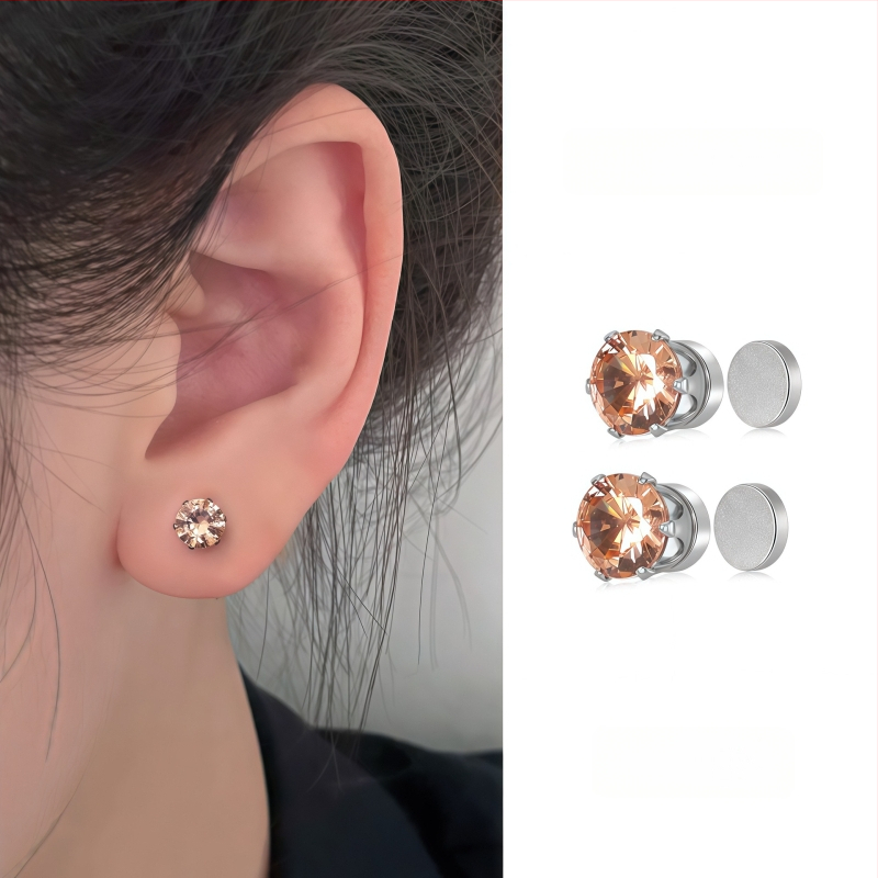 Ximang Bijuterii Cercei clip magnetic pentru urechi – oțel de titan, design geometric, finisaj lucios, stil feminin de înaltă clasă