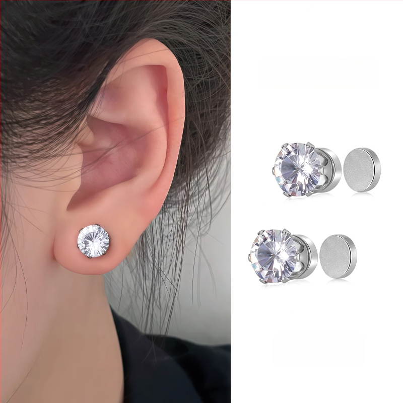 Ximang Bijuterii Cercei clip magnetic pentru urechi – oțel de titan, design geometric, finisaj lucios, stil feminin de înaltă clasă