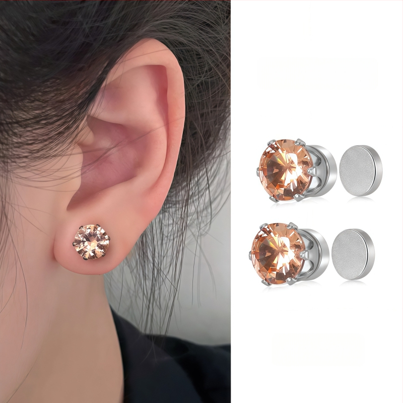 Ximang Bijuterii Cercei clip magnetic pentru urechi – oțel de titan, design geometric, finisaj lucios, stil feminin de înaltă clasă