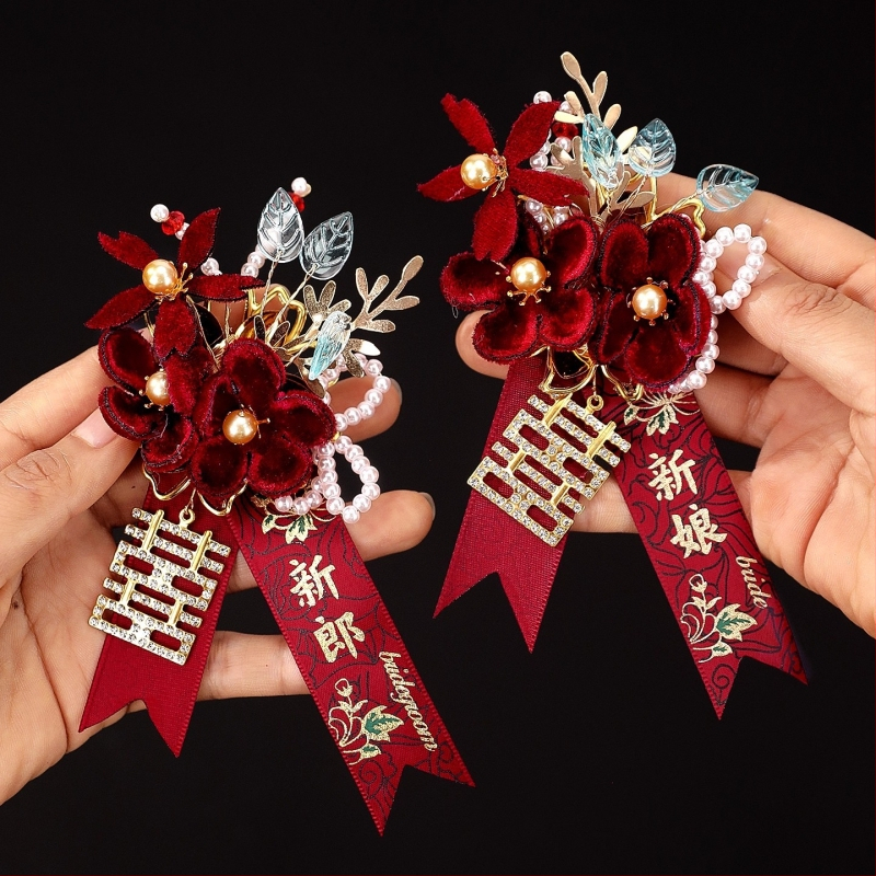 Luan di vestuvinis corsage, audinys, fliso įdėklas, skirta tėvams ir vestuvėms dalyviams, kinų stilius