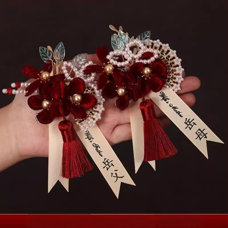 Luan di vestuvinis corsage, audinys, fliso įdėklas, skirta tėvams ir vestuvėms dalyviams, kinų stilius