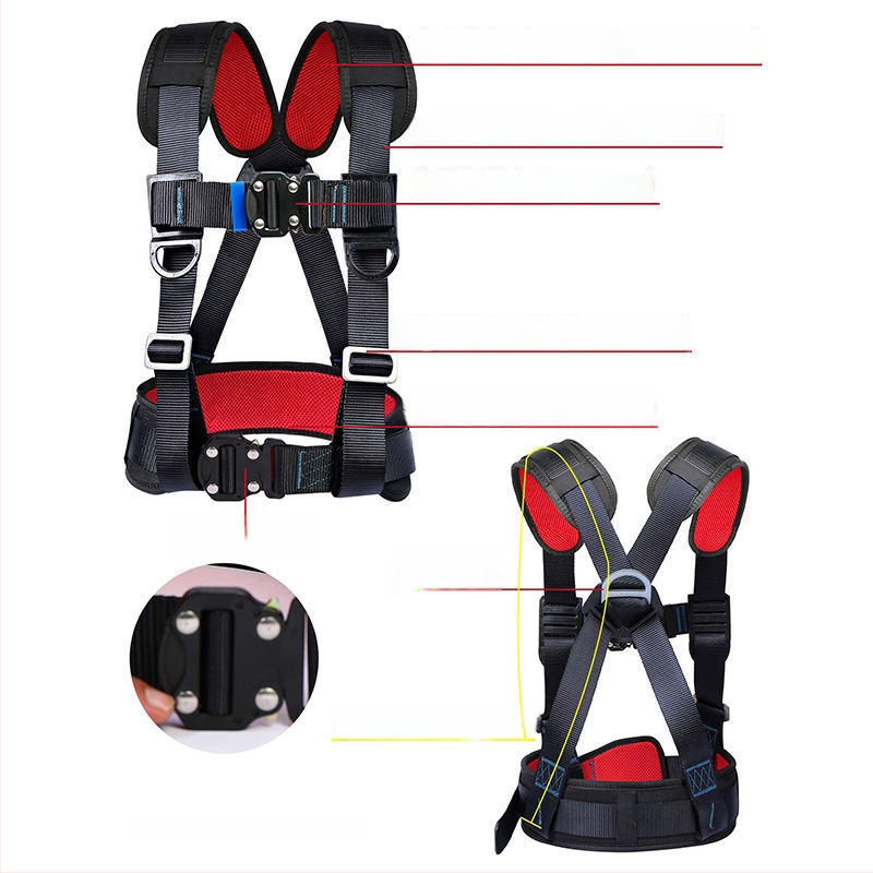 Триточков предпазен колан за работа на височина, комплект куки за въже по национален стандарт