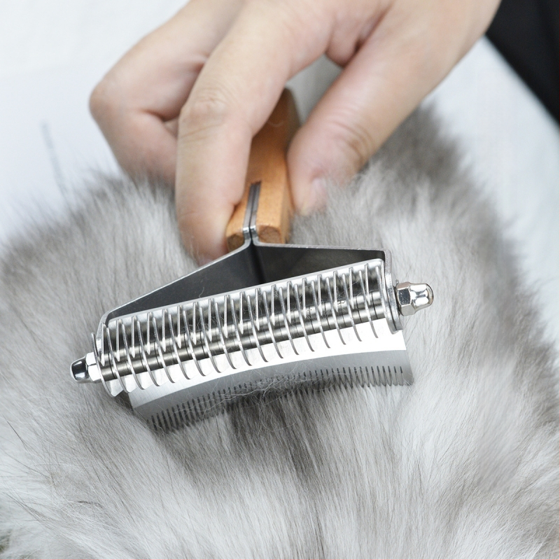 Pieptene din lemn 3-in-1 pentru animale de companie – pisici și câini, îndepărtarea părului, curățare