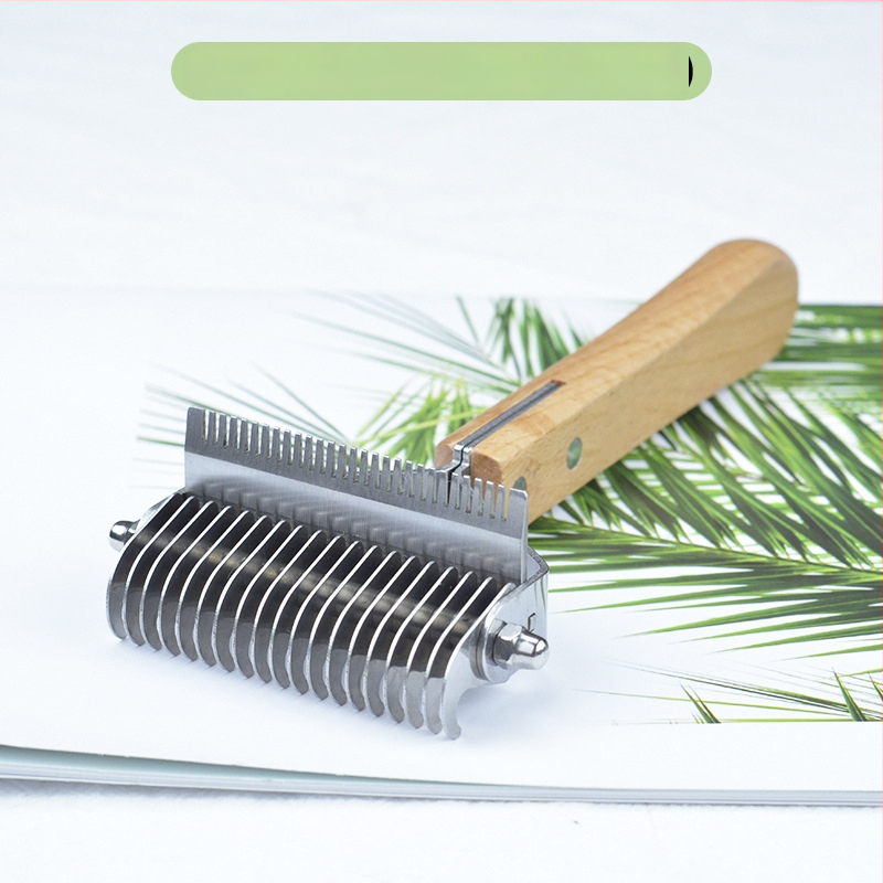 Pieptene din lemn 3-in-1 pentru animale de companie – pisici și câini, îndepărtarea părului, curățare