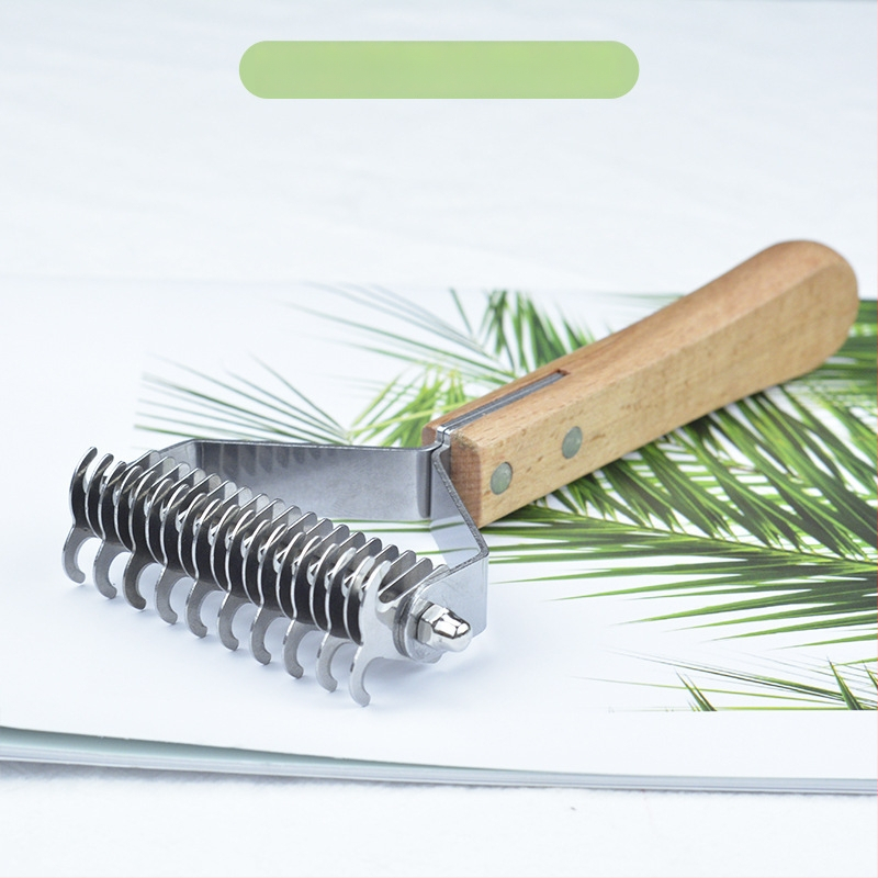 Pieptene din lemn 3-in-1 pentru animale de companie – pisici și câini, îndepărtarea părului, curățare