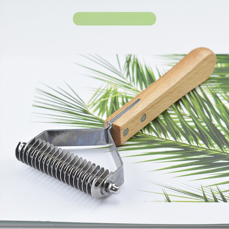 Pieptene din lemn 3-in-1 pentru animale de companie – pisici și câini, îndepărtarea părului, curățare