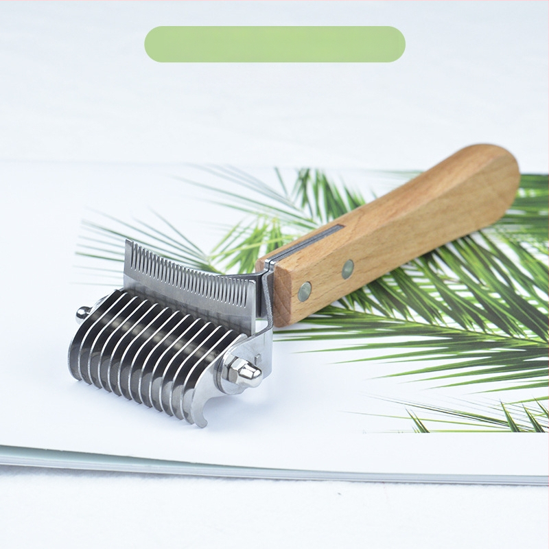 Pieptene din lemn 3-in-1 pentru animale de companie – pisici și câini, îndepărtarea părului, curățare