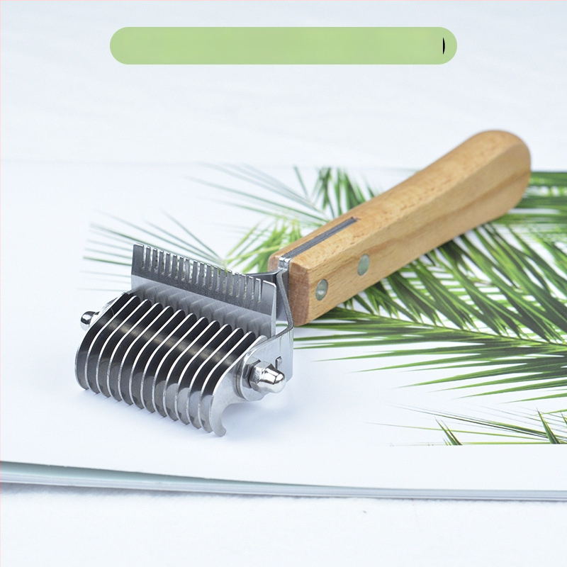 Pieptene din lemn 3-in-1 pentru animale de companie – pisici și câini, îndepărtarea părului, curățare