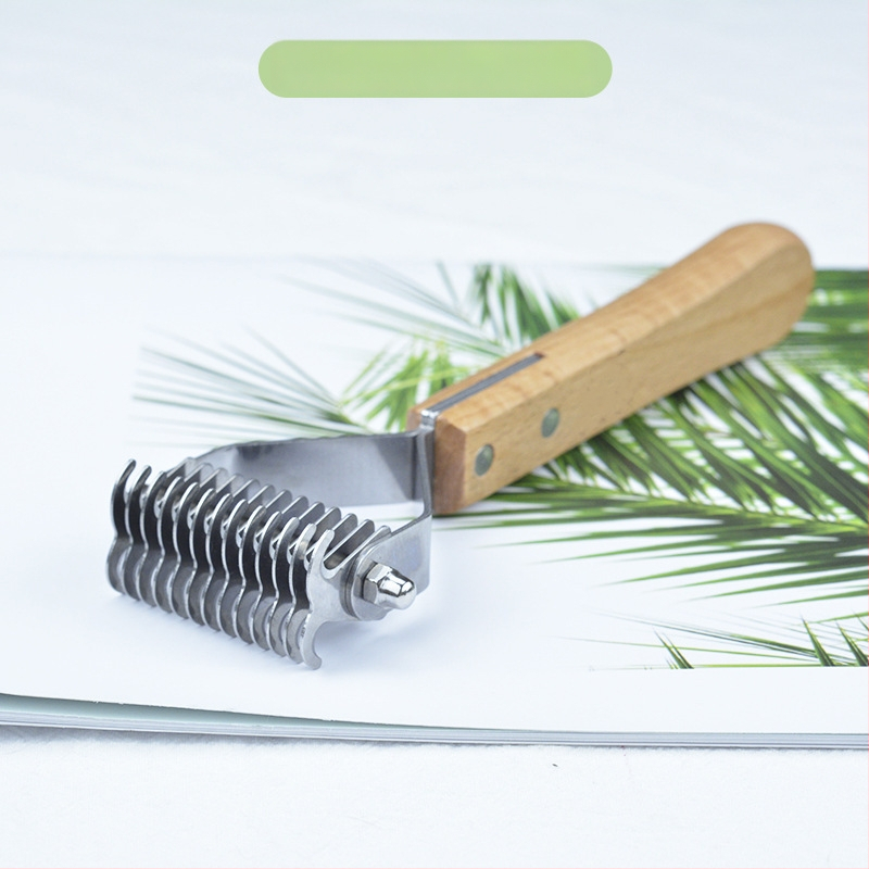 Pieptene din lemn 3-in-1 pentru animale de companie – pisici și câini, îndepărtarea părului, curățare