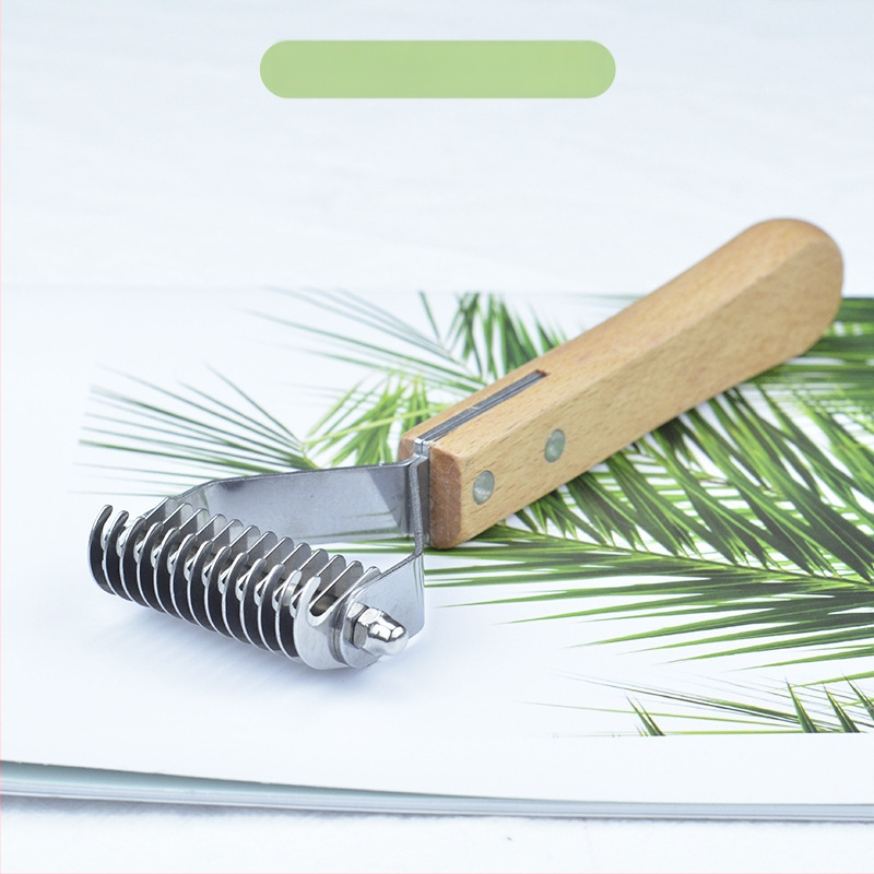 Pieptene din lemn 3-in-1 pentru animale de companie – pisici și câini, îndepărtarea părului, curățare