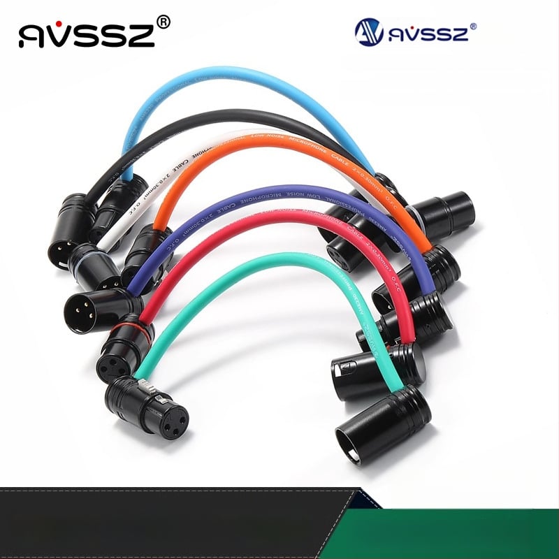 AVSSZ XLR kabel za mikrofon, kratki, pozlaćeni, muški i ženski konektori, L‑oblik, FX3