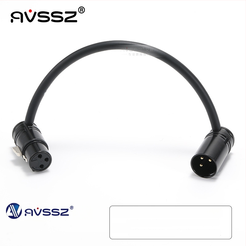 AVSSZ XLR kabel za mikrofon, kratki, pozlaćeni, muški i ženski konektori, L‑oblik, FX3
