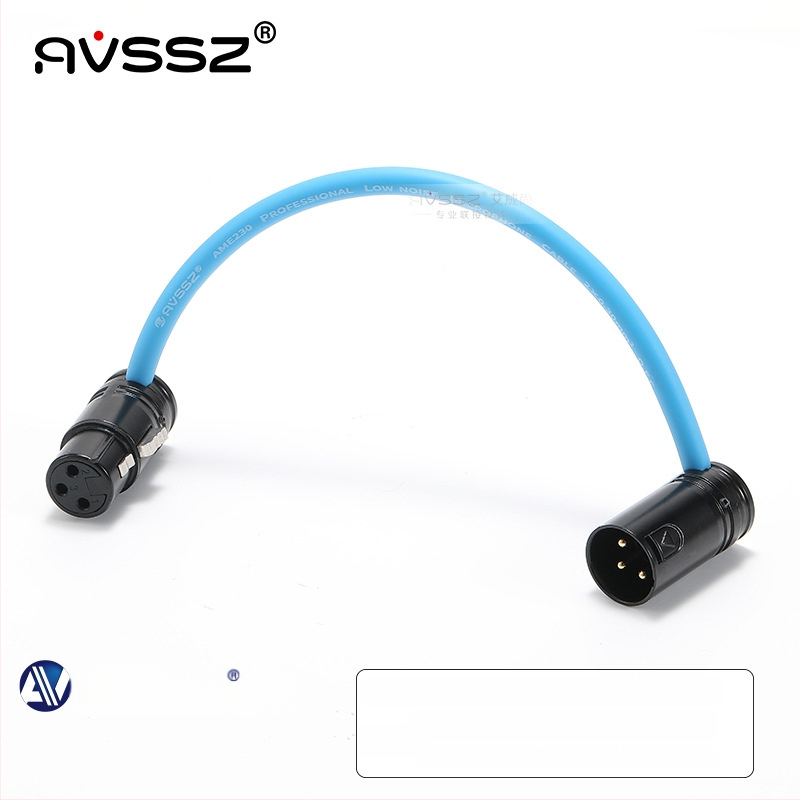 AVSSZ XLR kabel za mikrofon, kratki, pozlaćeni, muški i ženski konektori, L‑oblik, FX3
