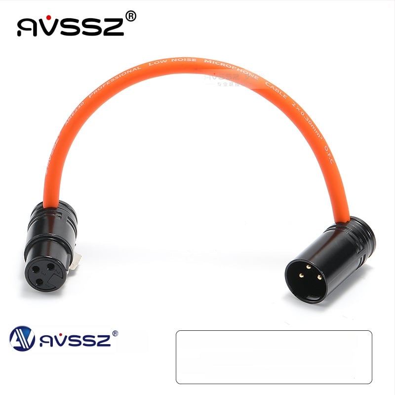 AVSSZ XLR kabel za mikrofon, kratki, pozlaćeni, muški i ženski konektori, L‑oblik, FX3