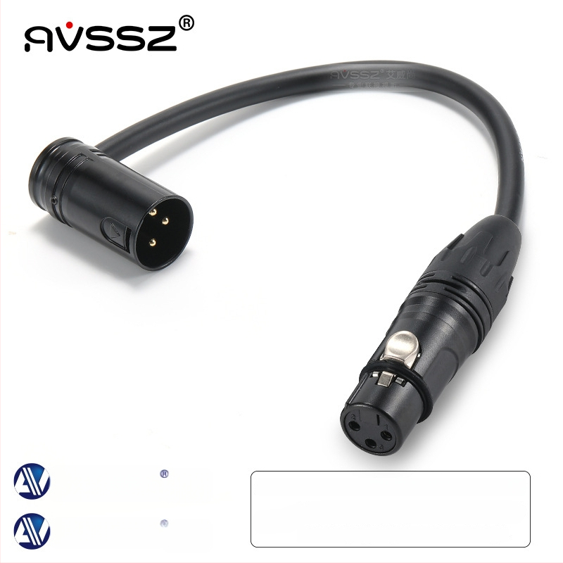 AVSSZ XLR kabel za mikrofon, kratki, pozlaćeni, muški i ženski konektori, L‑oblik, FX3