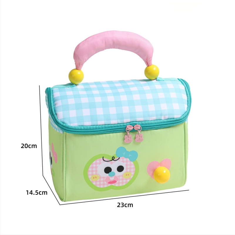 Изолирана чанта за обяд във форма на домче с детски карикатурен принт; Oxford плат; с цип за затваряне; подплата за изолация