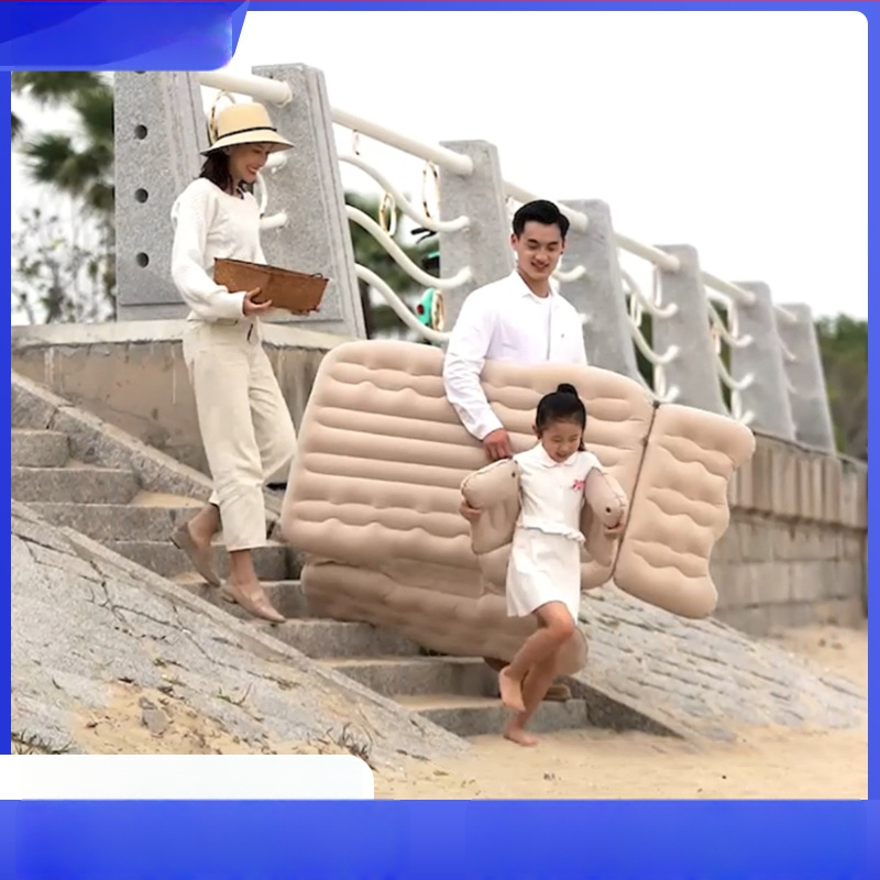 Išpūčiamas lova automobiliui su flokotu paviršiumi, lengvas 2,8 kg, maksimali apkrova 150 kg