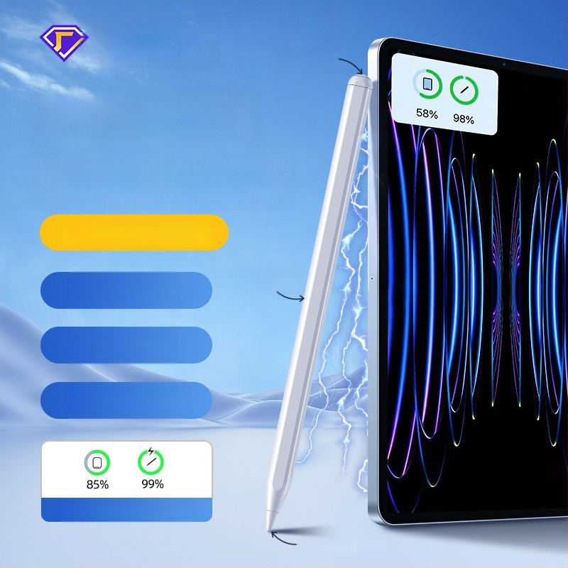 Kapacitivus stylus iPadui su magnetiniu įkrovimu, suderinamas su Apple Pencil 2-osios kartos, plastikinis korpusas, komplektas su laikymo dėžute