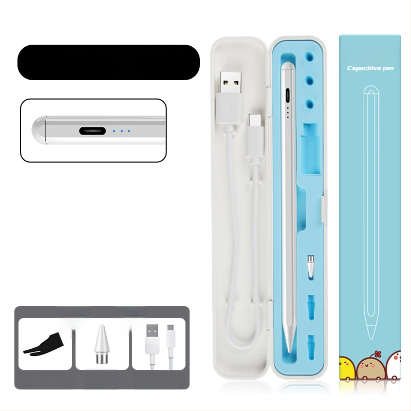 Kapacitivus stylus iPadui su magnetiniu įkrovimu, suderinamas su Apple Pencil 2-osios kartos, plastikinis korpusas, komplektas su laikymo dėžute