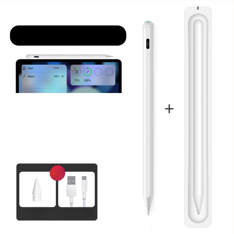 Kapacitivus stylus iPadui su magnetiniu įkrovimu, suderinamas su Apple Pencil 2-osios kartos, plastikinis korpusas, komplektas su laikymo dėžute