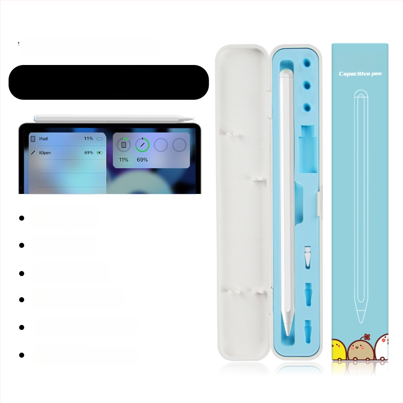 Kapacitivus stylus iPadui su magnetiniu įkrovimu, suderinamas su Apple Pencil 2-osios kartos, plastikinis korpusas, komplektas su laikymo dėžute
