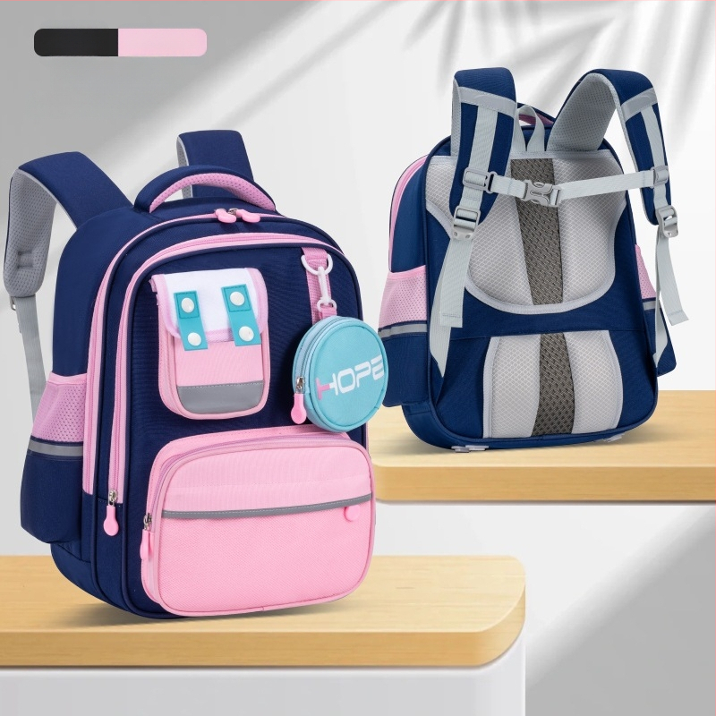 Unisex mokyklinė kuprinė 1–6 klasei, poliesterio medžiaga, didelė talpa su keliais skyrimis, pečių diržai su oro pagalve, jaunatviškas kampuso stilius