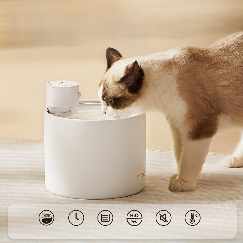 Автоматичен диспенсер за вода за домашни любимци, керамичен резервоар, безжичен презареждащ модел, разглобяем дизайн, вода с постоянна температура, подходящ за котки и кучета