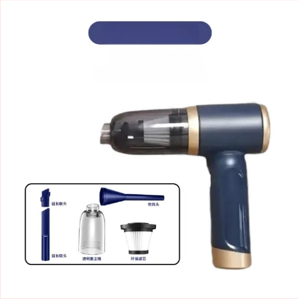 Bezvadu putekļu sūcējs gan mājai, gan auto – rokas vadāms, 90W, iekšējā akumulatora 4000–5000 mAh, sūkšanas jauda 10,1–15 kPa, trokšņa līmenis <36 dB