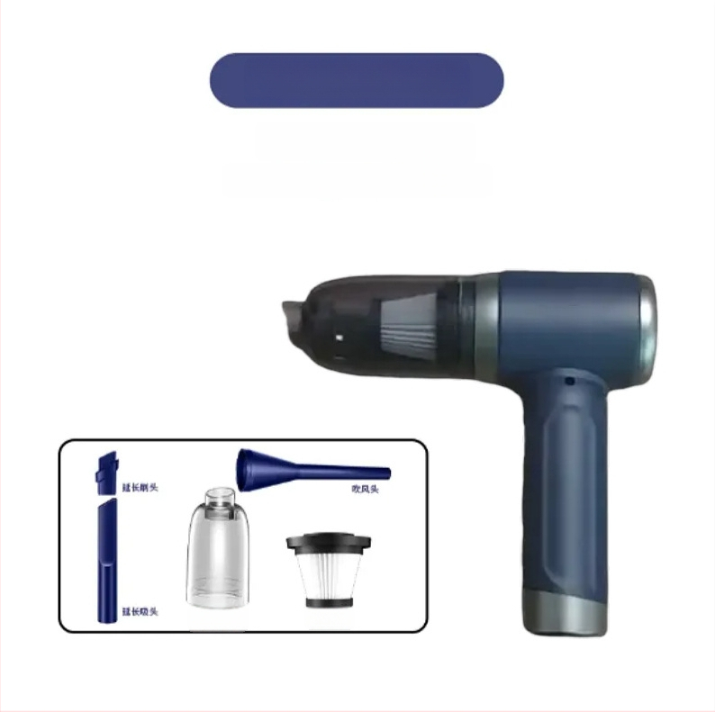 Bezvadu putekļu sūcējs gan mājai, gan auto – rokas vadāms, 90W, iekšējā akumulatora 4000–5000 mAh, sūkšanas jauda 10,1–15 kPa, trokšņa līmenis <36 dB