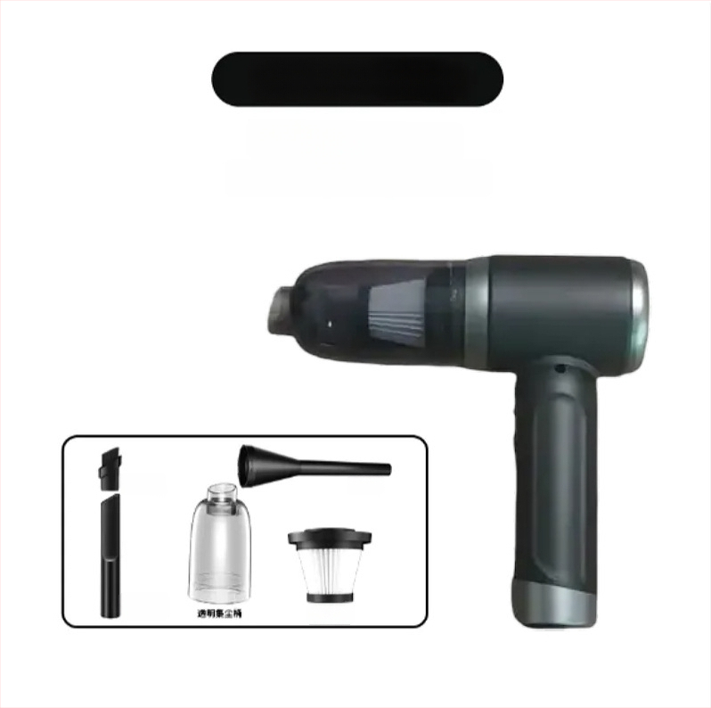 Bezvadu putekļu sūcējs gan mājai, gan auto – rokas vadāms, 90W, iekšējā akumulatora 4000–5000 mAh, sūkšanas jauda 10,1–15 kPa, trokšņa līmenis <36 dB