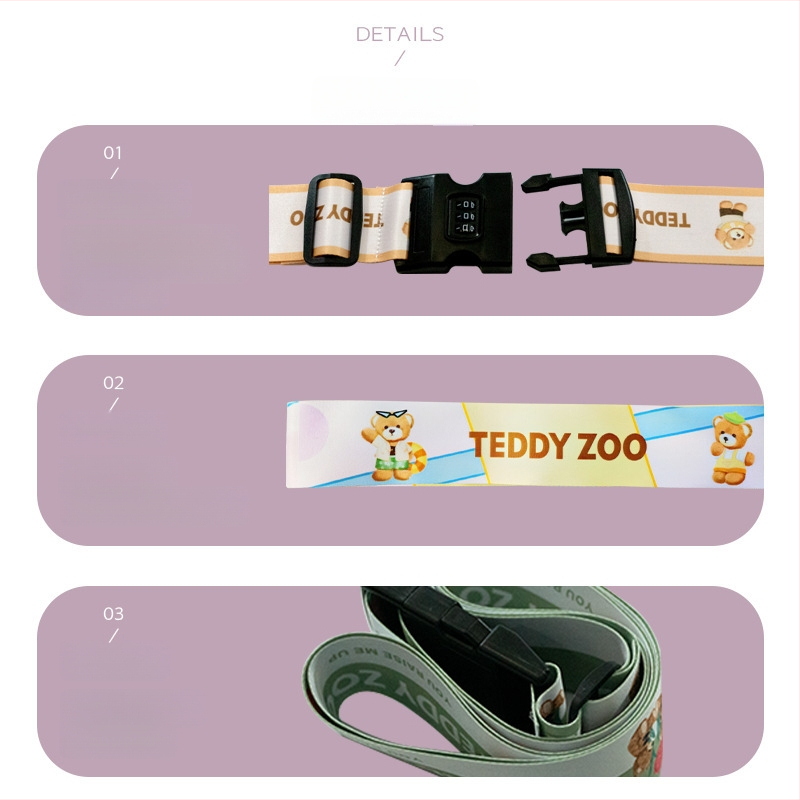 Ζώνη αποσκευών Teddy Zoo με κωδικό πρόσβασης — υπερ-ελαφριά, ανθεκτική στη φθορά, ανθεκτική σε σεισμούς; Πολυεστέρας TD4002, μοτίβο ζώου, καλοκαίρι 2025