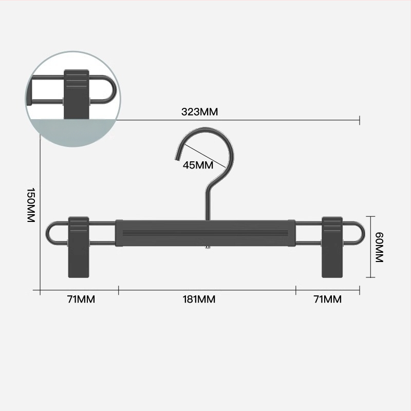 Αλουμινένιος συνδετήρας παντελονιών με κινητό αντιολισθητικό κλιπ για ντουλάπα