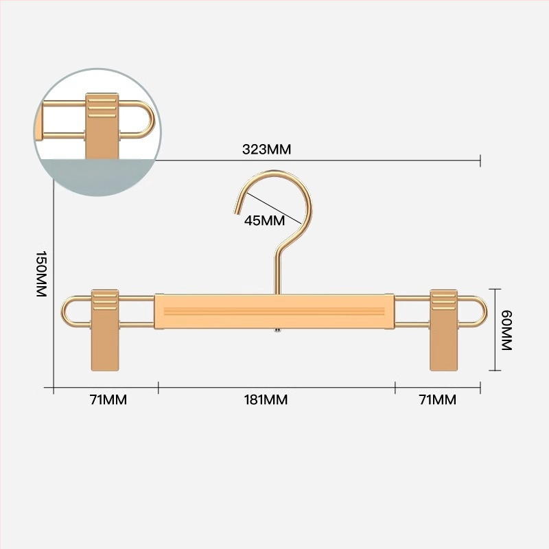 Αλουμινένιος συνδετήρας παντελονιών με κινητό αντιολισθητικό κλιπ για ντουλάπα