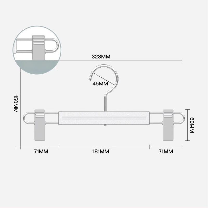Αλουμινένιος συνδετήρας παντελονιών με κινητό αντιολισθητικό κλιπ για ντουλάπα