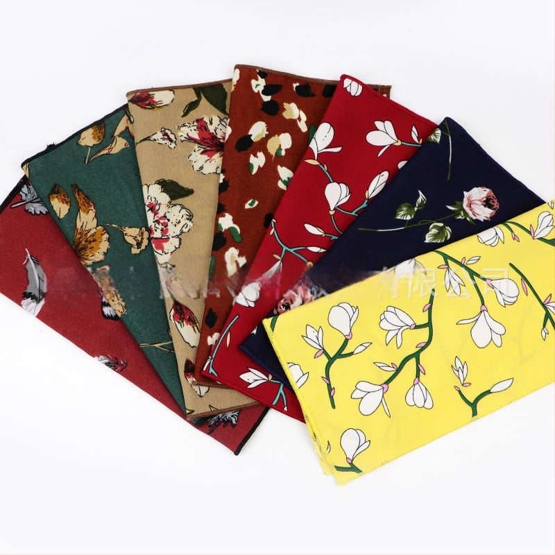 Batistă de buzunar – imprimeu chiffon floral, fibre de poliester, pentru adulți, vară 2023