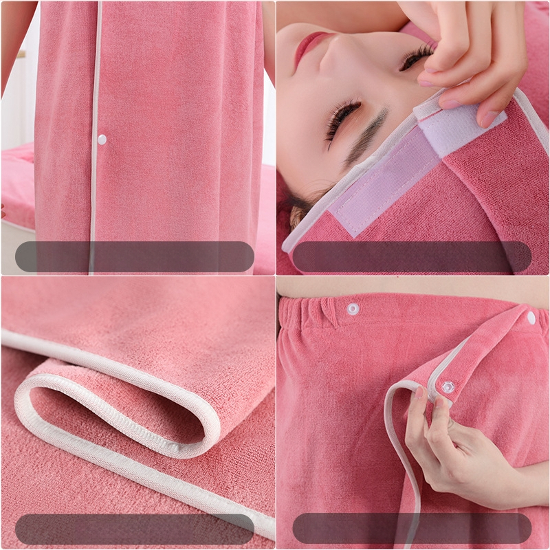 Grožio salono rankšluosčių komplektas su turbanu, krūtinės rankšluosčiu ir vonios rankšluosčiu; mikropluoštas 400 g; greitas džiūvimas; didelis sugeriamumas; logotipo spausdinimas galimas; 3 arba 5 dalių rinkinys