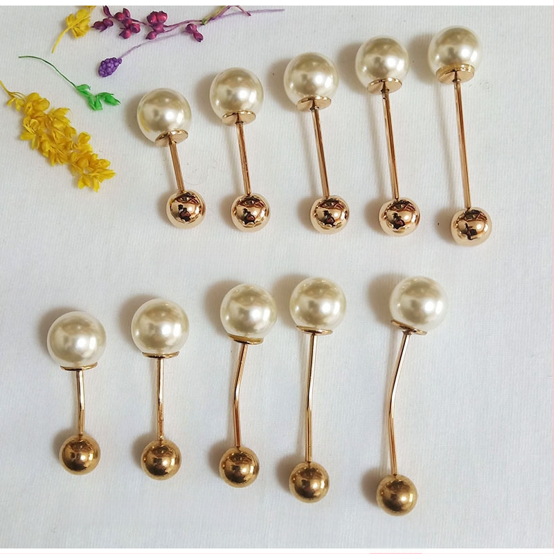 Unisex prancūziški apykaklių segtukai, korėjietiško stiliaus, dvigubos galvos spiralės perlų metaliniai segtukai, geometrinis dizainas, elektroplakavimas