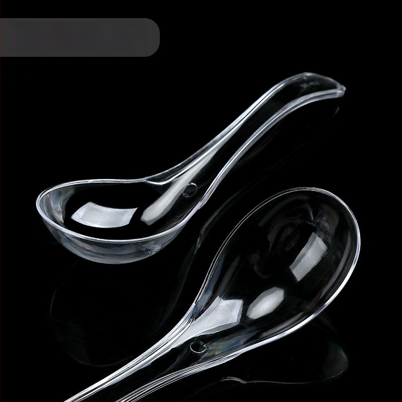 Vienkartiniai plastikiniai Bibimbap šaukštai, pakuotė 100 vnt., išsinešimui, mikrobangų krosnelė nėra saugi