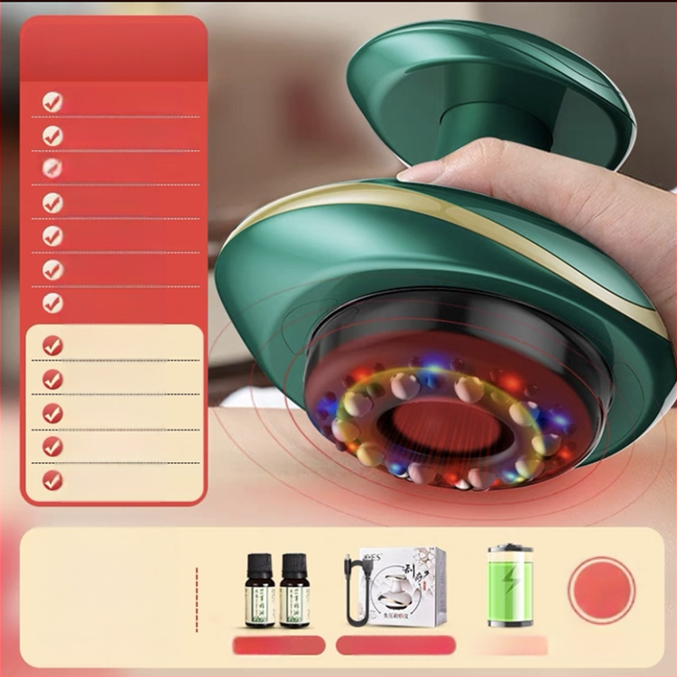 Elektriline massaažiaseade vaakumi ja kriimustamise funktsiooniga, mudel SWN-3301, USB toitide, temperatuuri reguleerimine 35–42°C, ABS korpus, 1200mAh aku