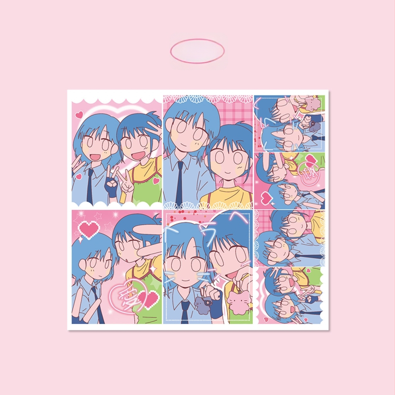 Polaroid-stílusú karakter matricák DIY telefontokhoz és iPad-dekorációhoz, szintetikus papír, UV nyomtatás, koreai stílus