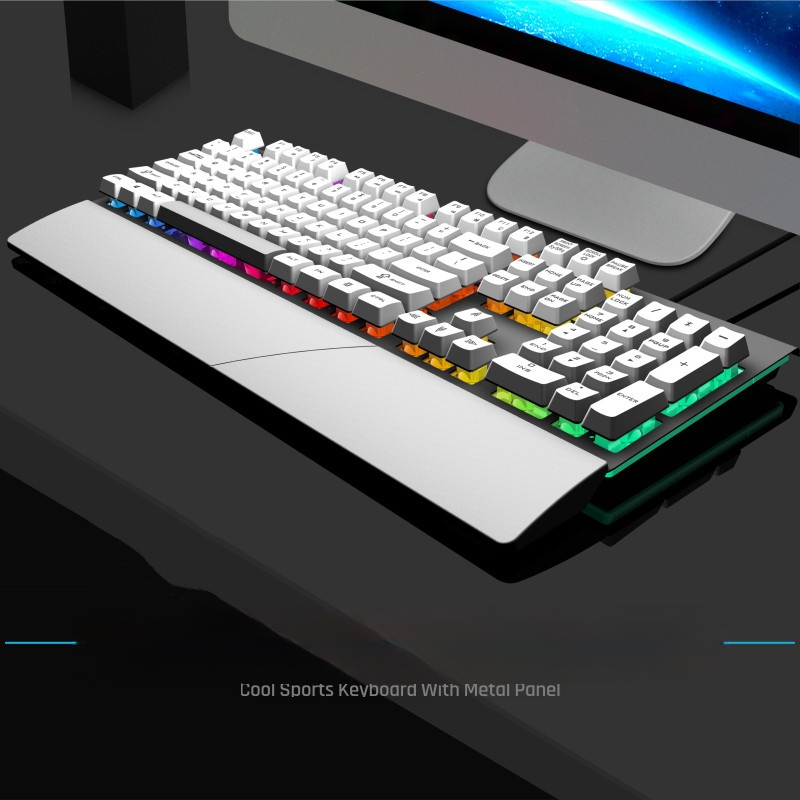 Проводна GK60 клавиатура с 104 клавиша, метално тяло, RGB подсветка, X-Frame технология с подложка за длан, 1,5 м кабел